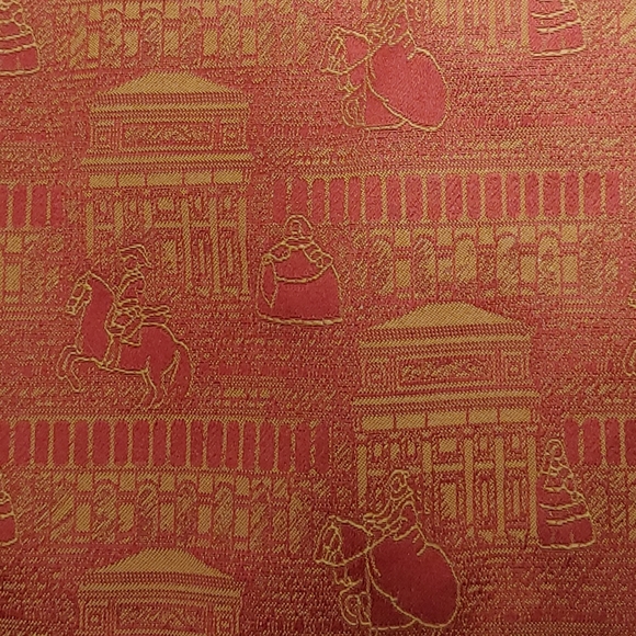 Beautiful Red Orange Unique Colonial Print Tote Bag with Red Tassle - Picture 9 of 16